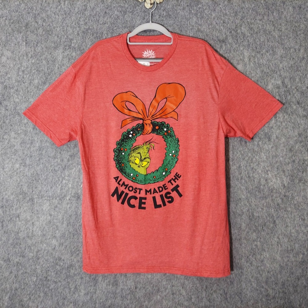 Dr. Seuss Men Shirt 2XL  The Grinch Christmas Almost Made The Nice List Graphics